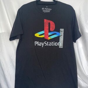 Playstation Distressed Classic Logo Ripple Junction Men's Black T-Shirt Sz M